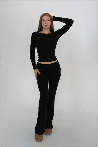 Black Fold Over Pant